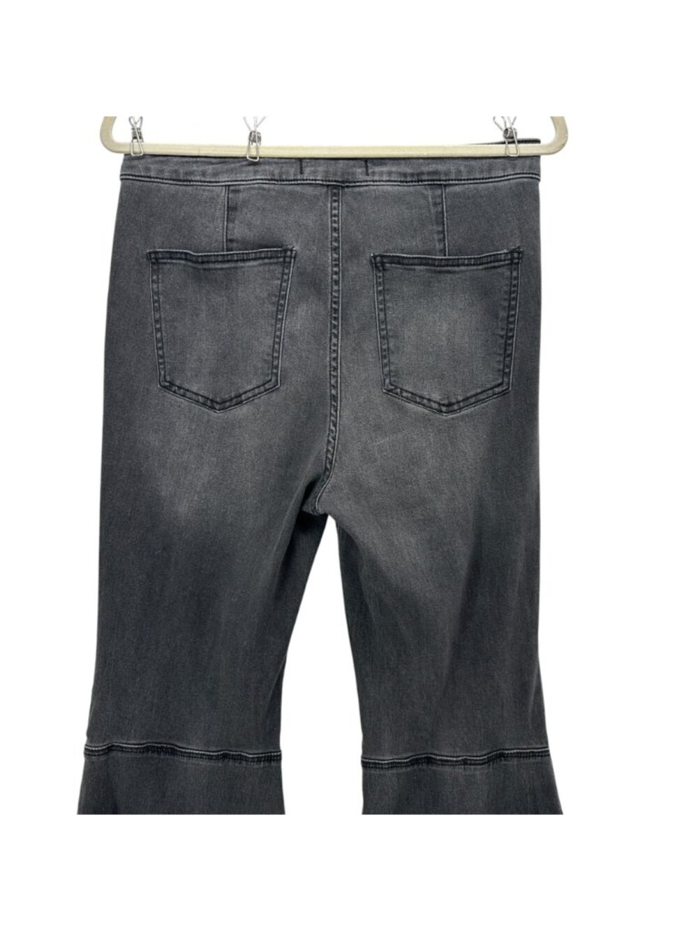 Free People Womens 29 Jeans We The Free Float On Flare Distressed Black Raw Hem - Picture 5 of 14